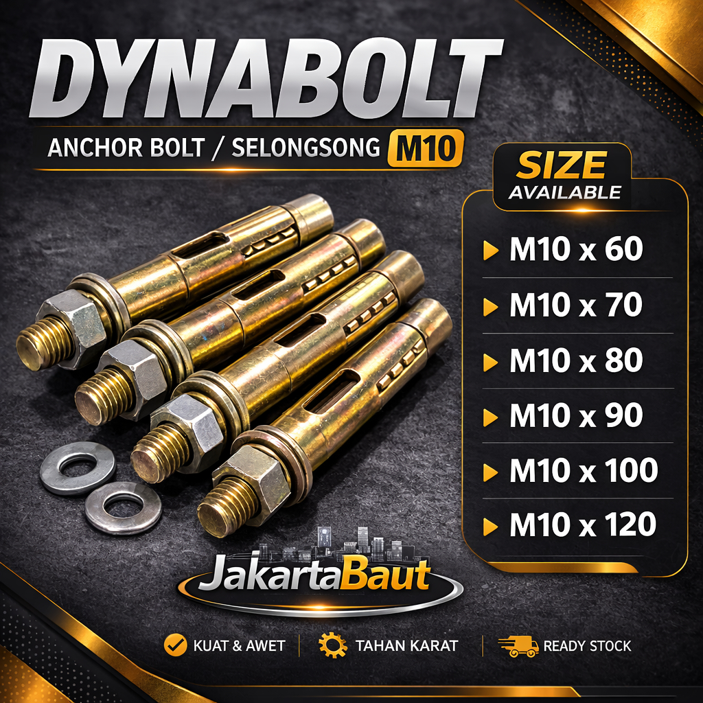 Dynabolt M10X120 / Dinabolt 10X120 / Anchor Bolt M10 X 120 / 10 X 120 - Selongsong M10