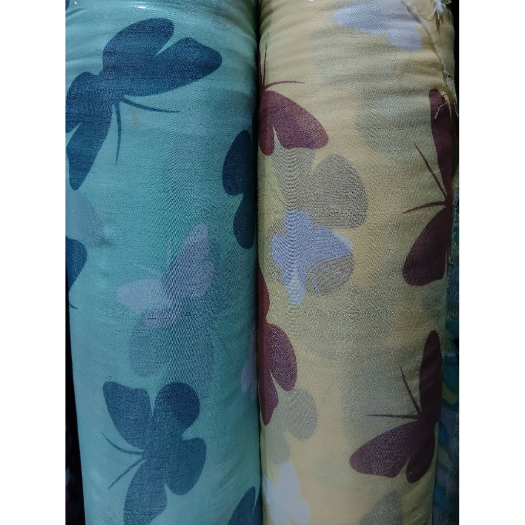 1/2 meter Kain Silky (2 Warna) | Bahan Silky | Kain Meteran | Silky Motif | Bahan Import