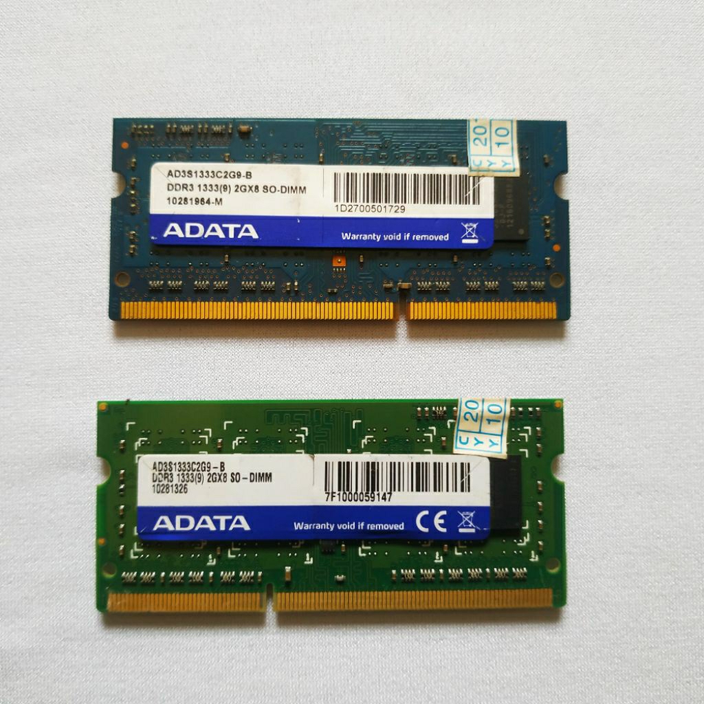 RAM Laptop DDR3 4GB Kit 2x2GB 1333 / DDR3L 4GB Kit 2x2GB 1600 SODIMM ADATASK Hynix Bekas Normal