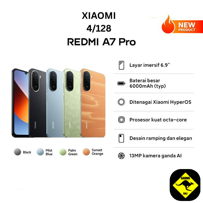 Xiaomi Redmi A7 PrO 4+128 GB Ram 4Gb Internal 128Gb | Layar imersif 6.9 inch | Baterai  6000mah Gara
