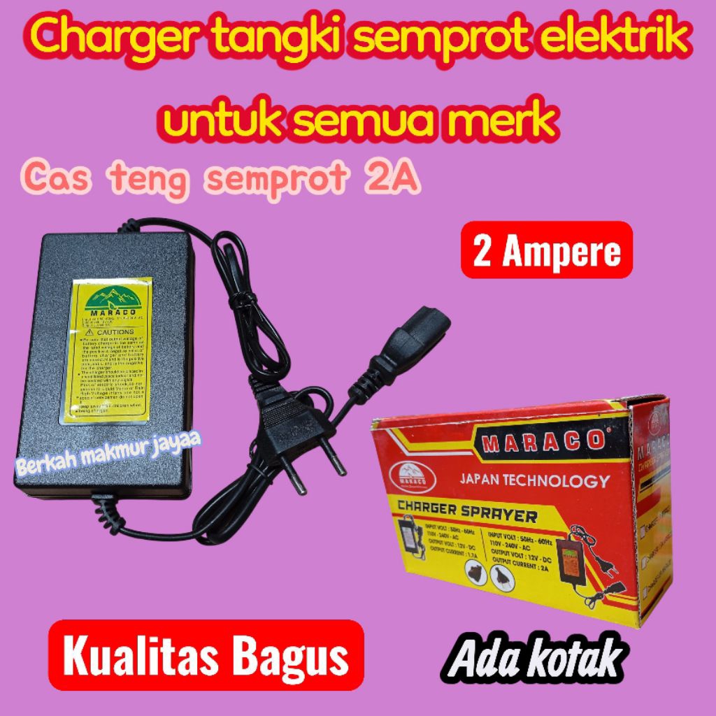 Charger tangki semprot elektrik 2A untuk Semua merk, Cas teng semprot 2Ampere, kualitas bagus, high 