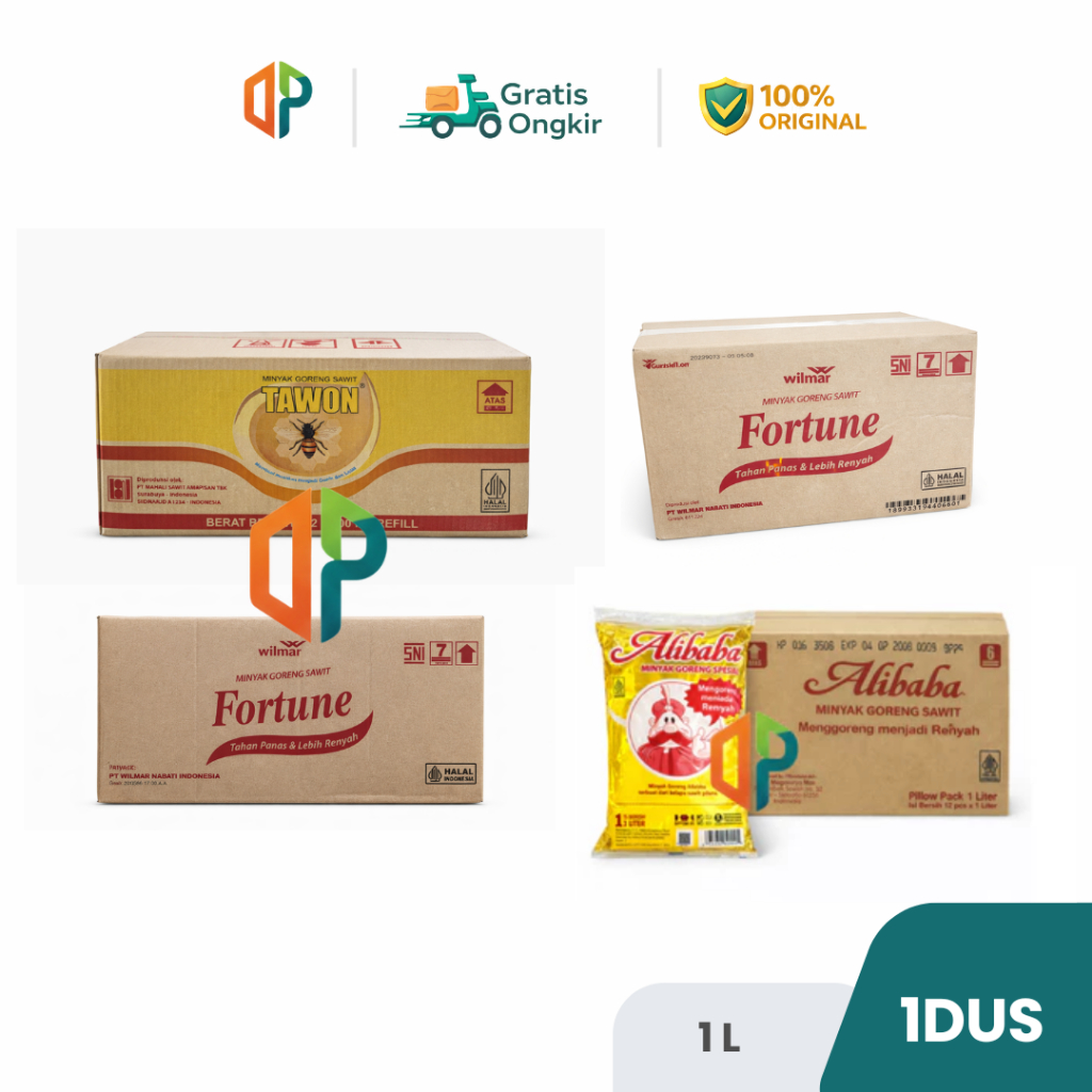 [KARDUS] Minyak Goreng Tawon Fortune Bantal Refil Alibaba Gading Sakti Per Karton Kemasan 1Liter 900