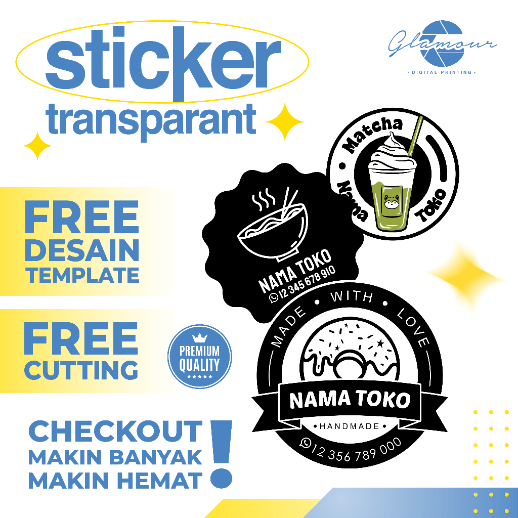 STICKER TRANSPARANT, STIKER BOTOL, STIKER LABEL KOPI, STIKER MINUMAN, STIKER ANTI AIR, STIKER MURAH
