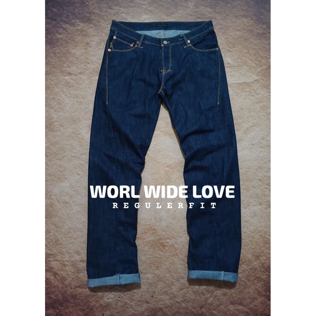 Celana jeans pria keren WORL WIDE LOVE bekas pakai
