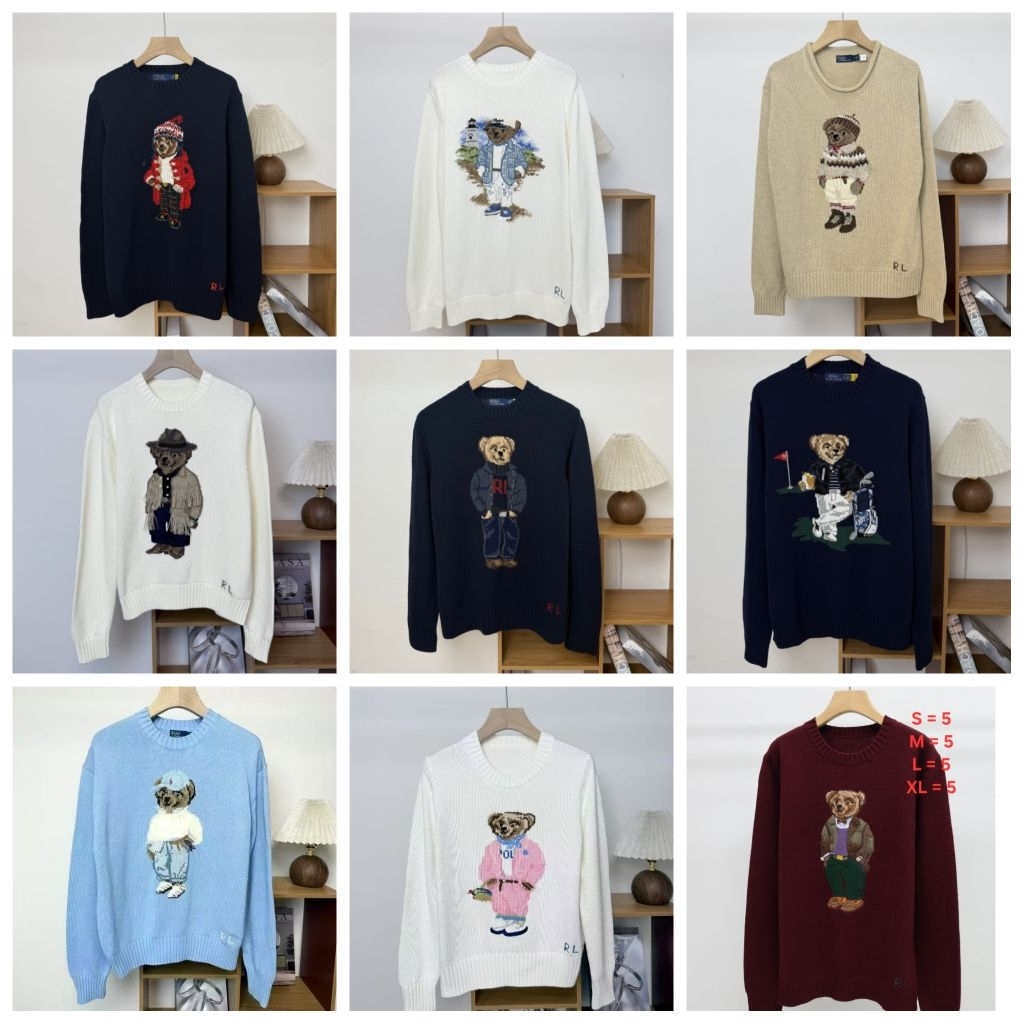 Ralph Laurent Knitted Sweater Crewneck Bear Edition