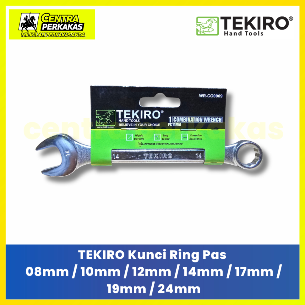 TEKIRO Kunci Ring Pas Original Satuan - Kunci Kombinasi Chrome Vanadium