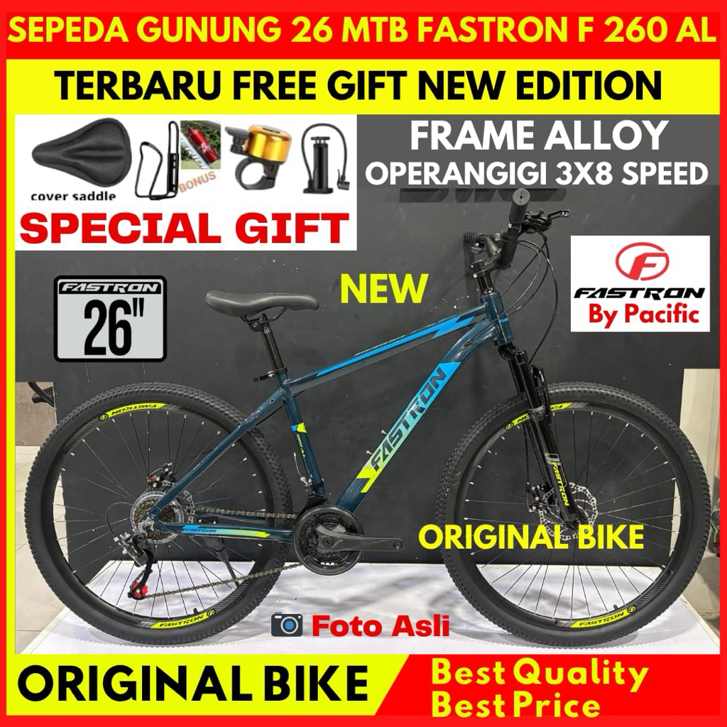 Sepeda Gunung MTB 26 Fastron F-260 AL Frame Alloy 3x8 Speed Terbaru
