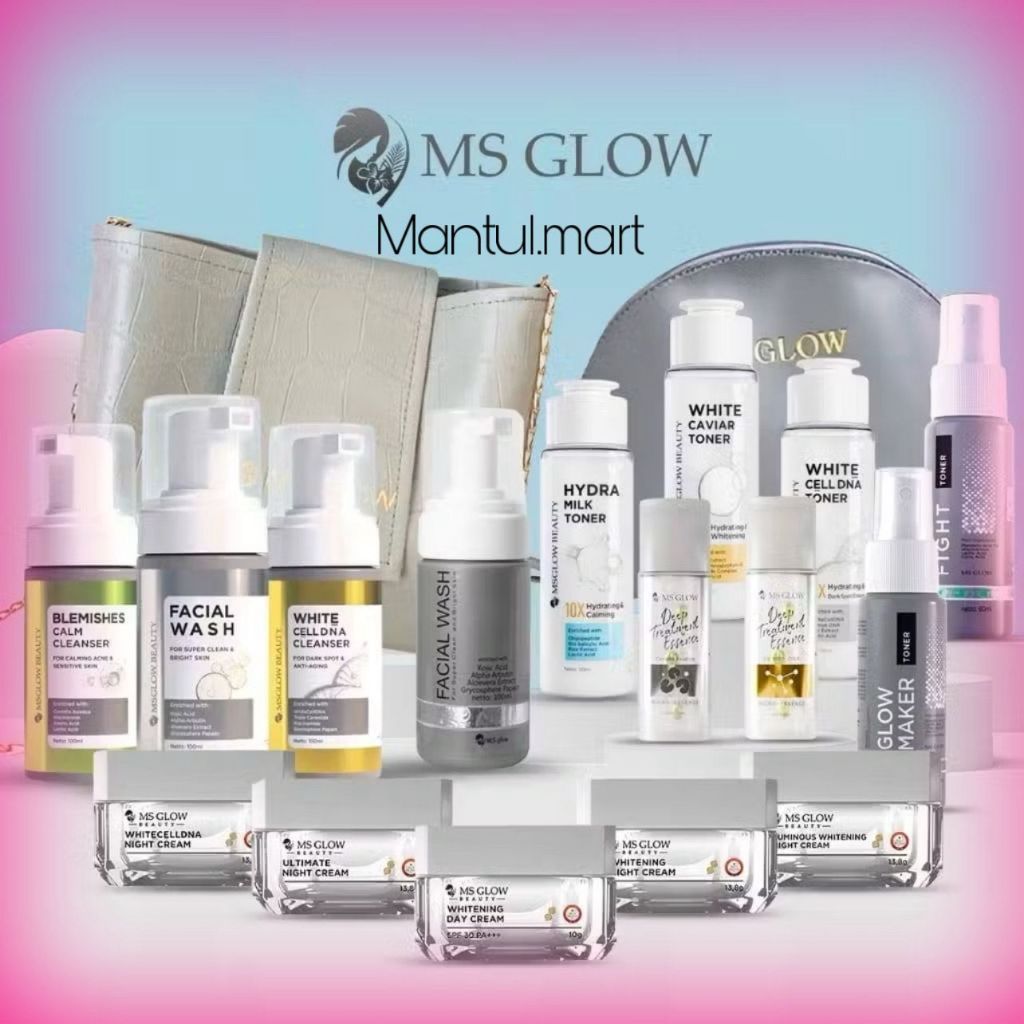MS GLOW WHITENING PAKET WAJAH , LUMINOUS , ACNE , ULTIMATE, DAY CREAM, NIGHT CREAM, FACE WASH, TONER