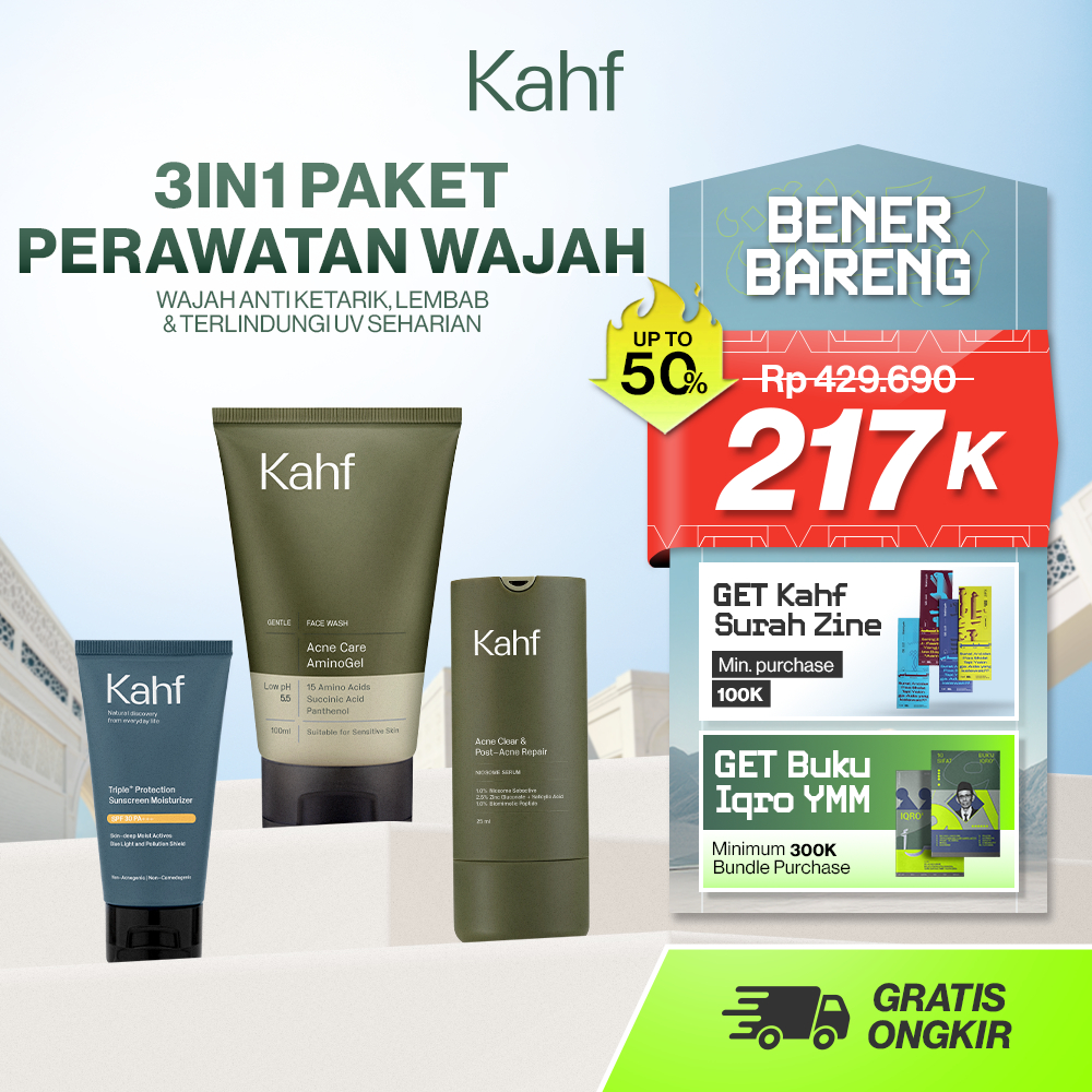 [KAHF BUNDLE 3IN1 PAKET PERAWATAN WAJAH] Paket Face Care Expert Complete Kit (Face Wash + Serum + Su