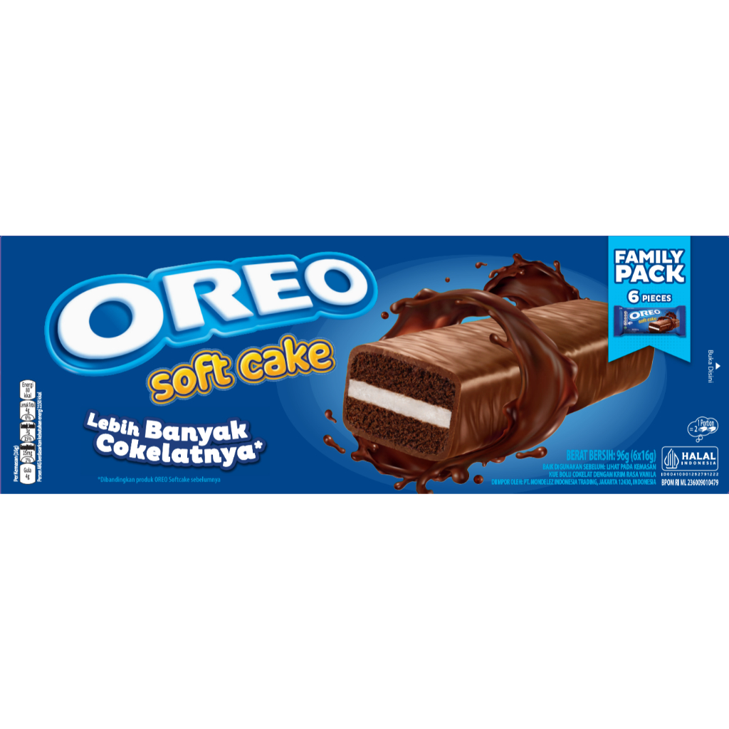 Oreo Soft Cake 96g, Kue Bolu Cokelat dengan Krim Rasa Vanila BONUS Stiker Barbie & Hot Wheels
