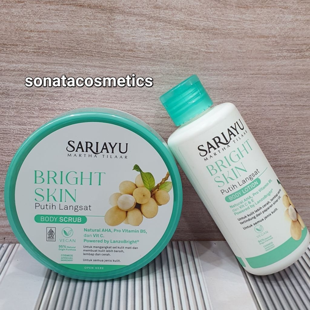 [ SARIAYU ] Paket Putih Langsat Body Lotion + Body Scrub