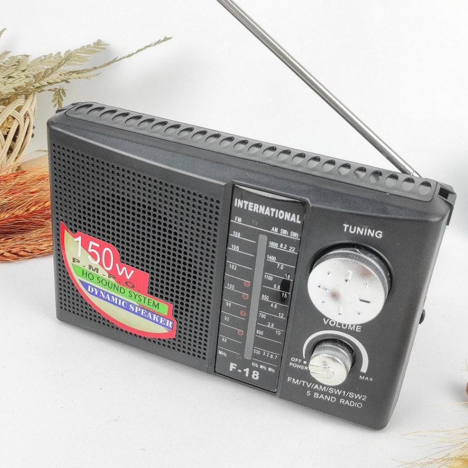 Radio International Portable 5 Band (AM/FM/TV/SW1/SW2) F-18 / Radio Jadul Klasik Bisa Listrik Bisa B