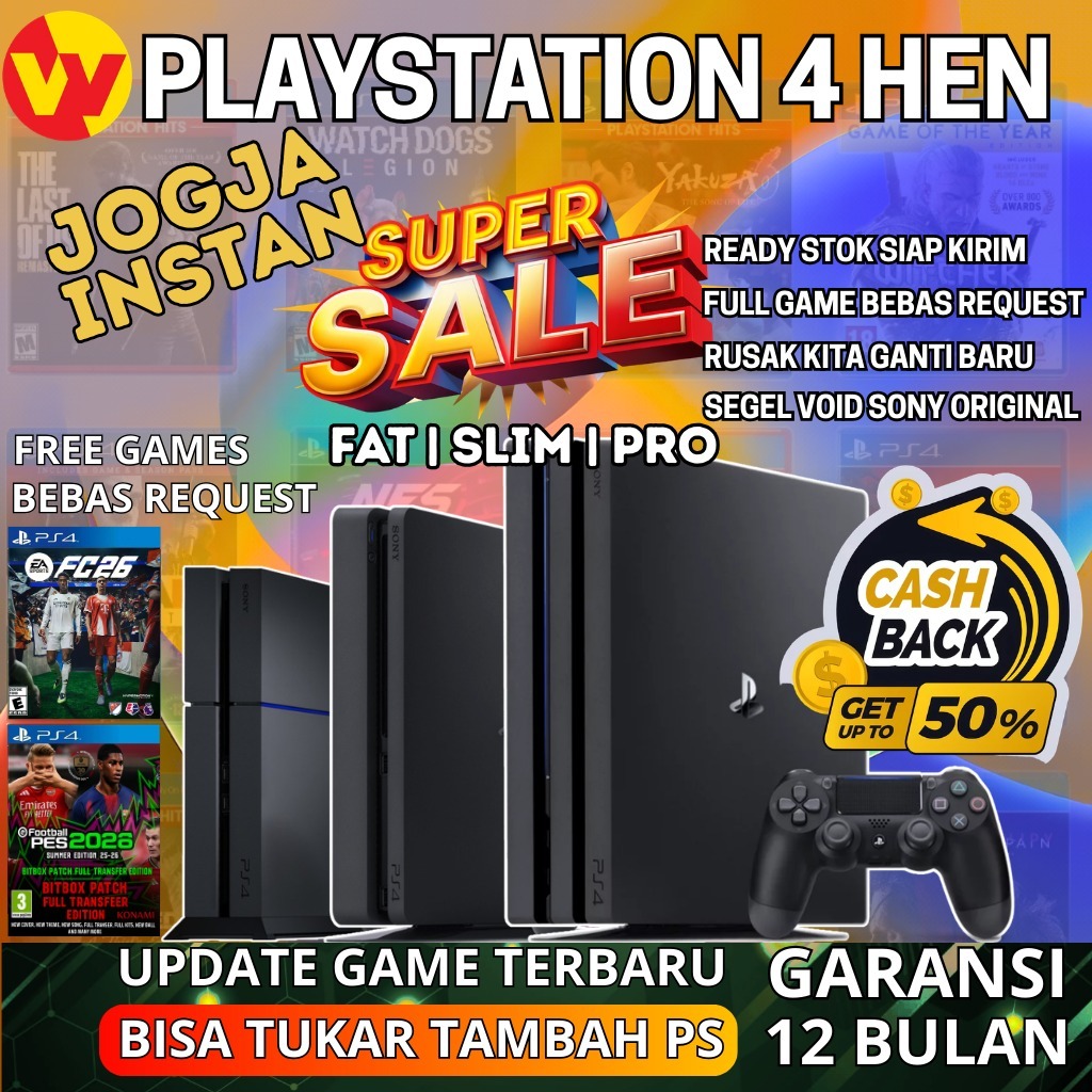 SONY PLAYSTATION 4 PRO SLIM FAT HEN PS4 Pro HEN - Slim HEN - Fat HEN FULLGAME TERBARU