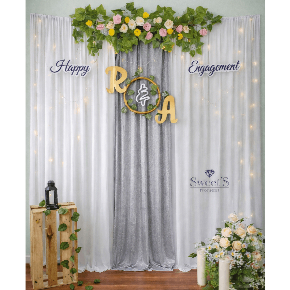 Dekorasi lamaran paket backdrop tunangan wedding akad simple ukuran 2,5 meter