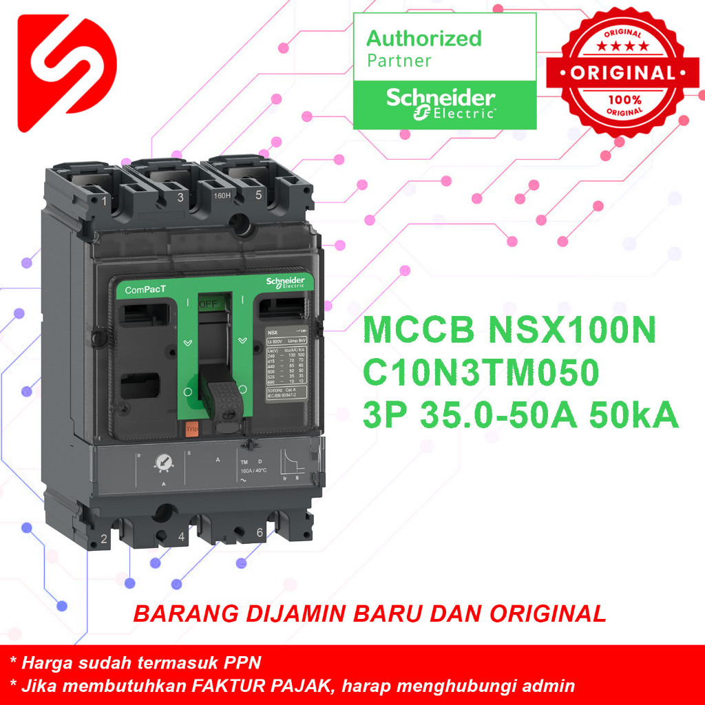 MCCB NSX100N 3P 50A 50kA C10N3TM050 TM50D 35.0-50A Original Schneider