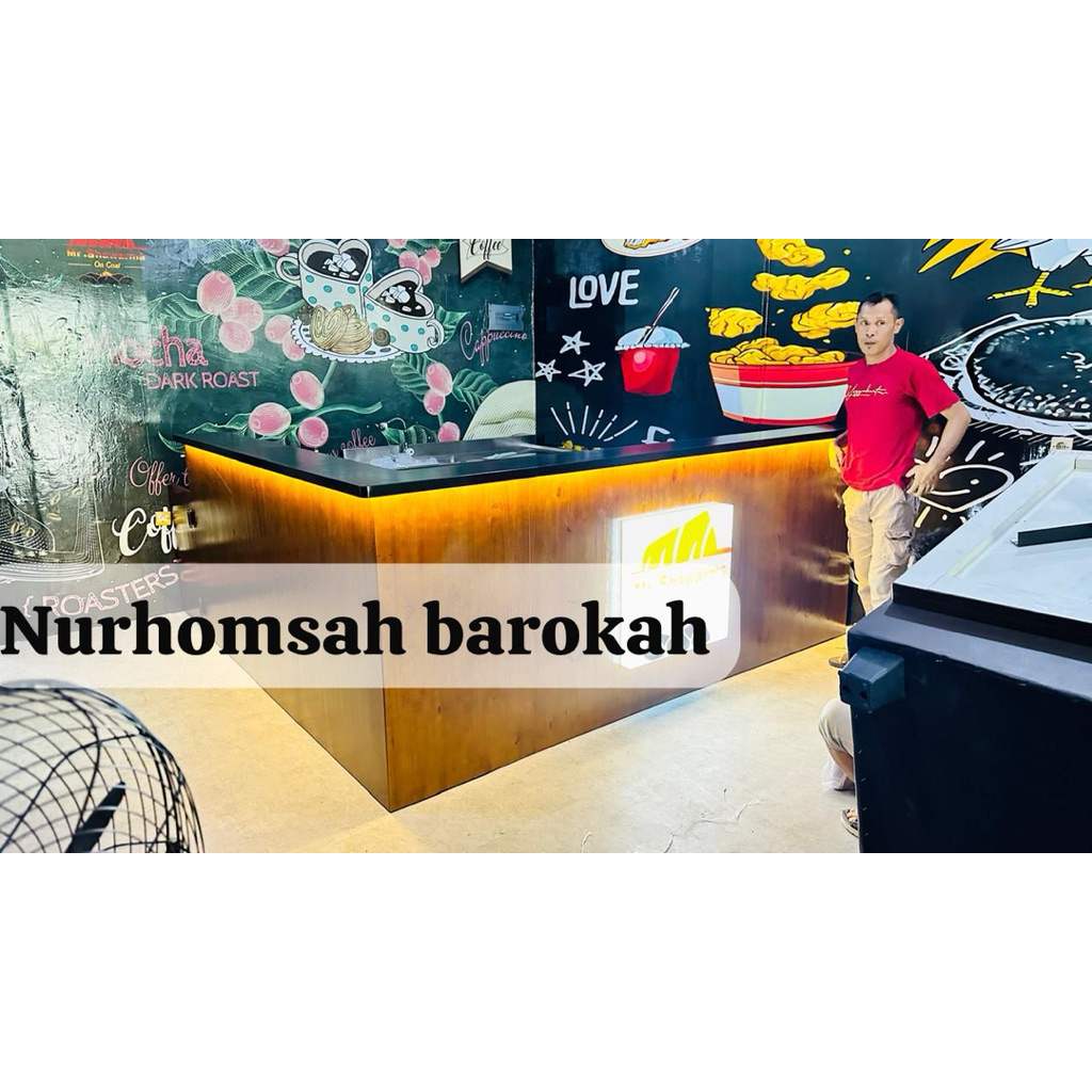 Meja Barista Costum Leter L,Meja Bar Stand Permeter,Meja Barista Cafe