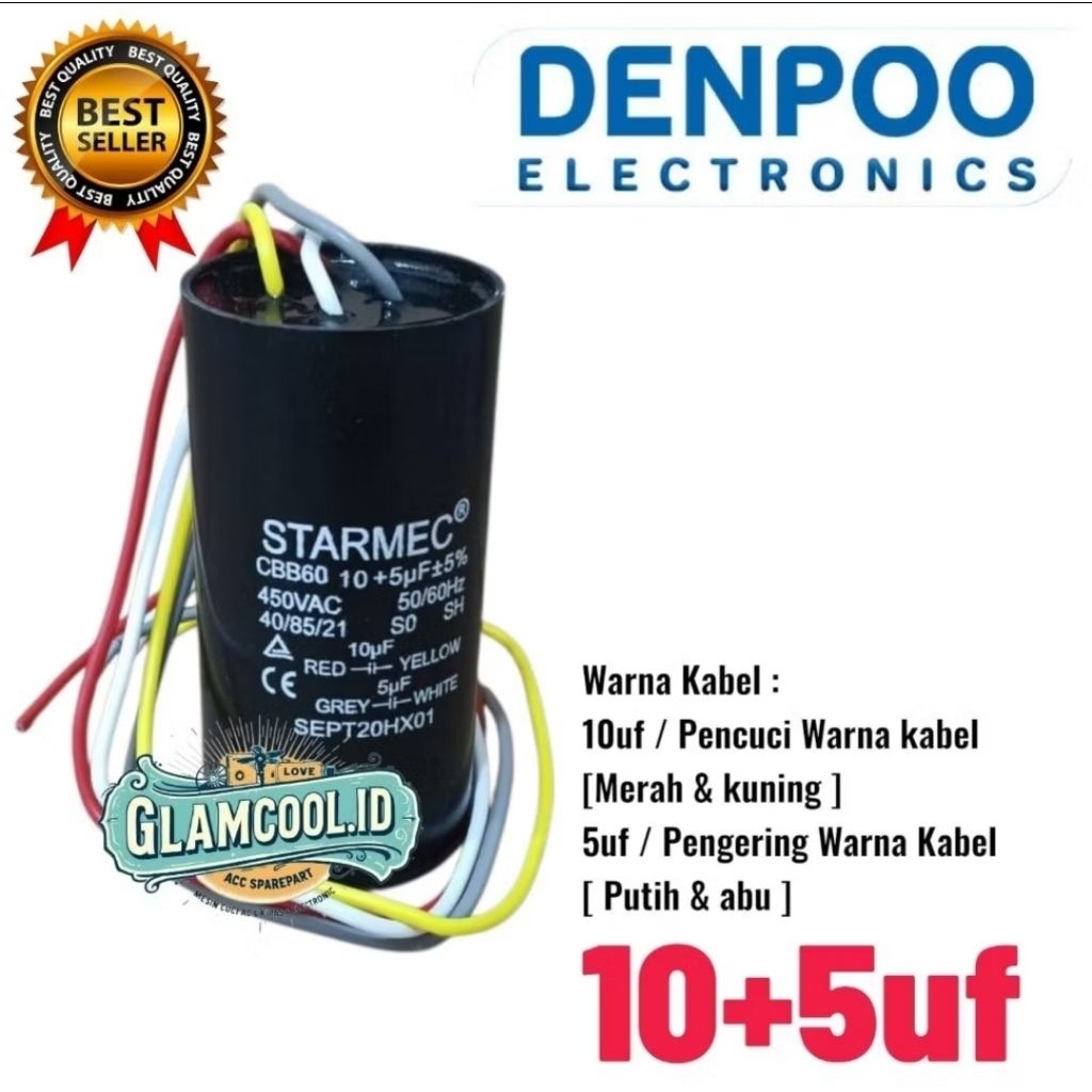 Dw801 Dw8308 Kapasitor Mesin Cuci Denpoo 2 Tabung