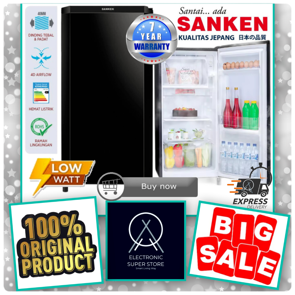 KULKAS 1 PINTU SANKEN SK-V163PA SKV165PA SK V163PA SUPER LOW WATT LEMARI ES 1 PINTU SANKEN FAST COOL