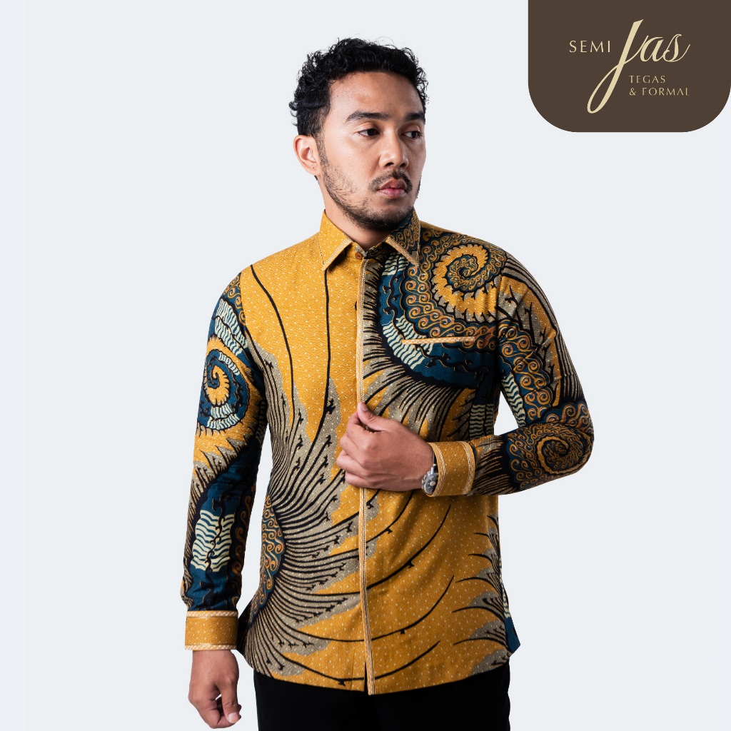 Lano Batik Semi Jas Motif Ekor Merak | Kemeja Batik Pria Lengan Panjang | SMJ