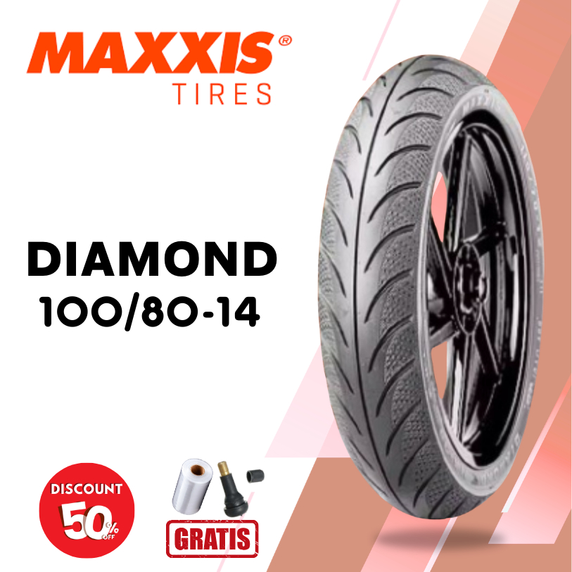 Ban Motor Matic MAXXIS DIAMOND 100/80 Ring 14 Tubeless