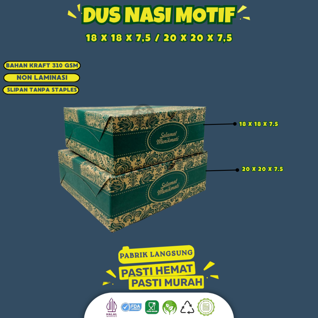 (50 Pcs) Dus Nasi Kotak 18x18 & 20x20 / Box Nasi Kotak 20x20 & 18x18 / Dus Box Kotak Nasi Katering B