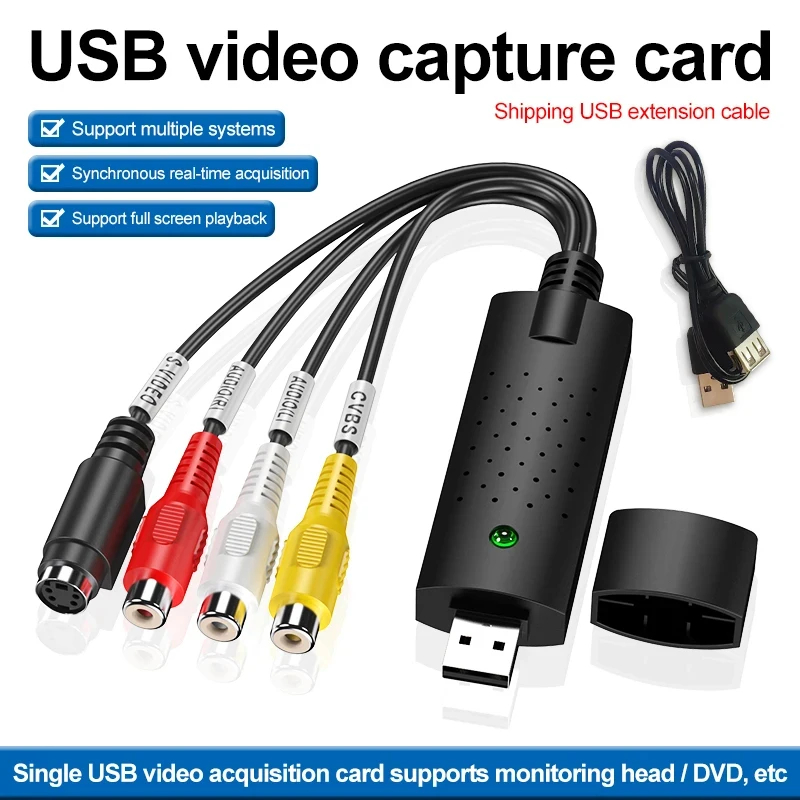 USB Video Capture RCA S-Video To USB Converter Transfer VHS VCR Camcorder Ke Laptop PC Alat Ubah Vid