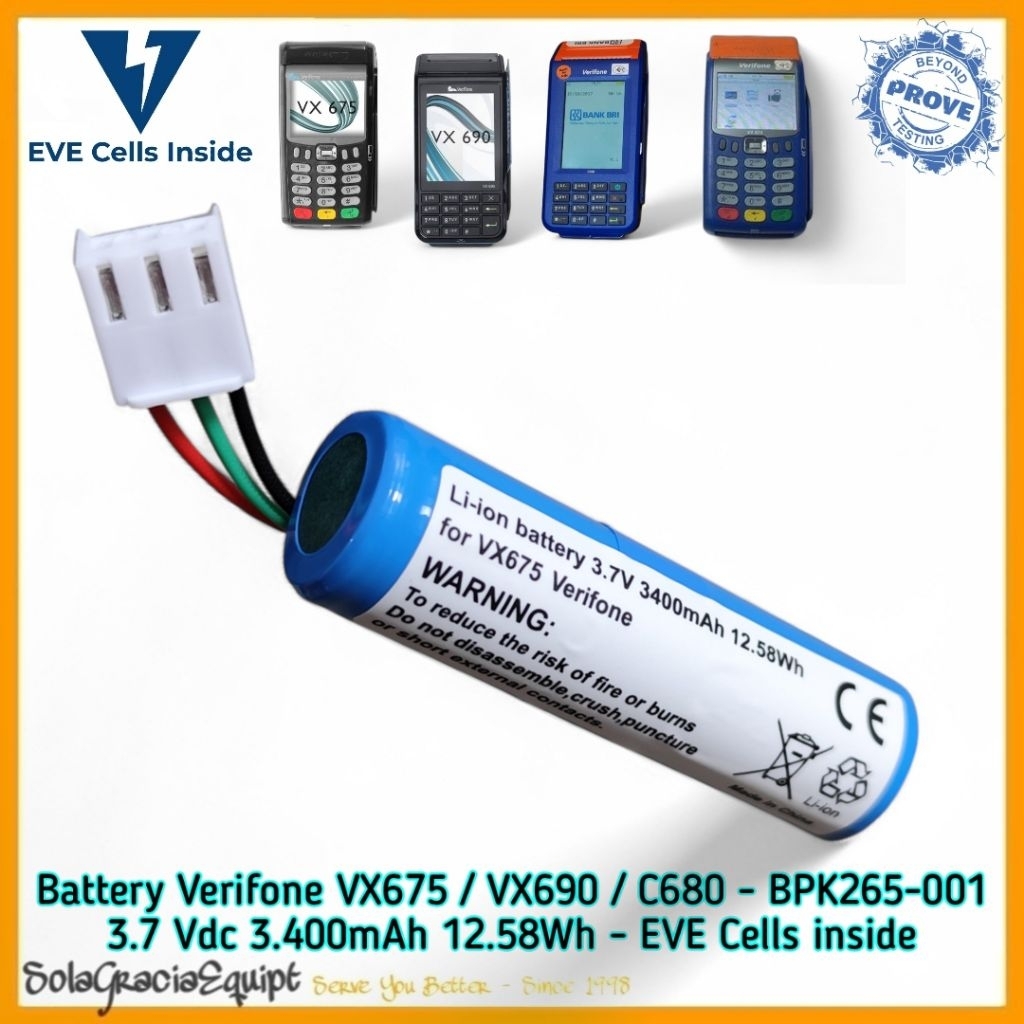 Batre / Baterai / Battery Mesin Kasir Edc Bca Mandiri Bni Bri Verifone Vx675/Vx960/C860 - 3.7V