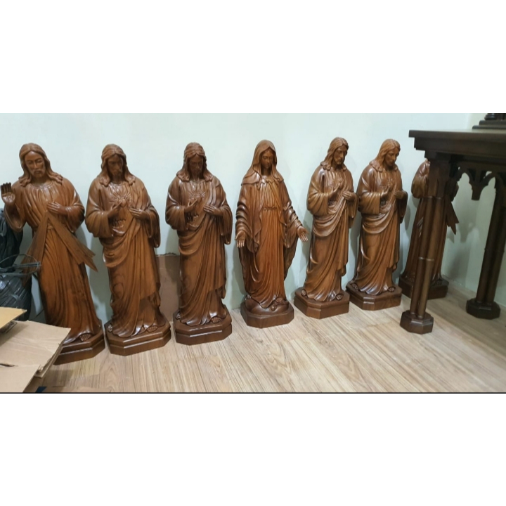 Patung Yesus dan Maria Kayu Jati