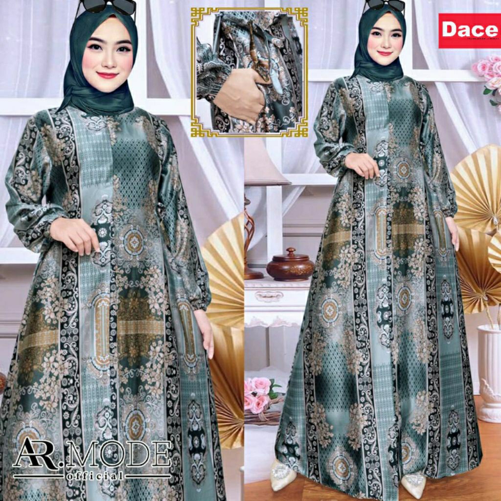 Gamis silk premium motif batik//Gamis silk premium motif terbaru