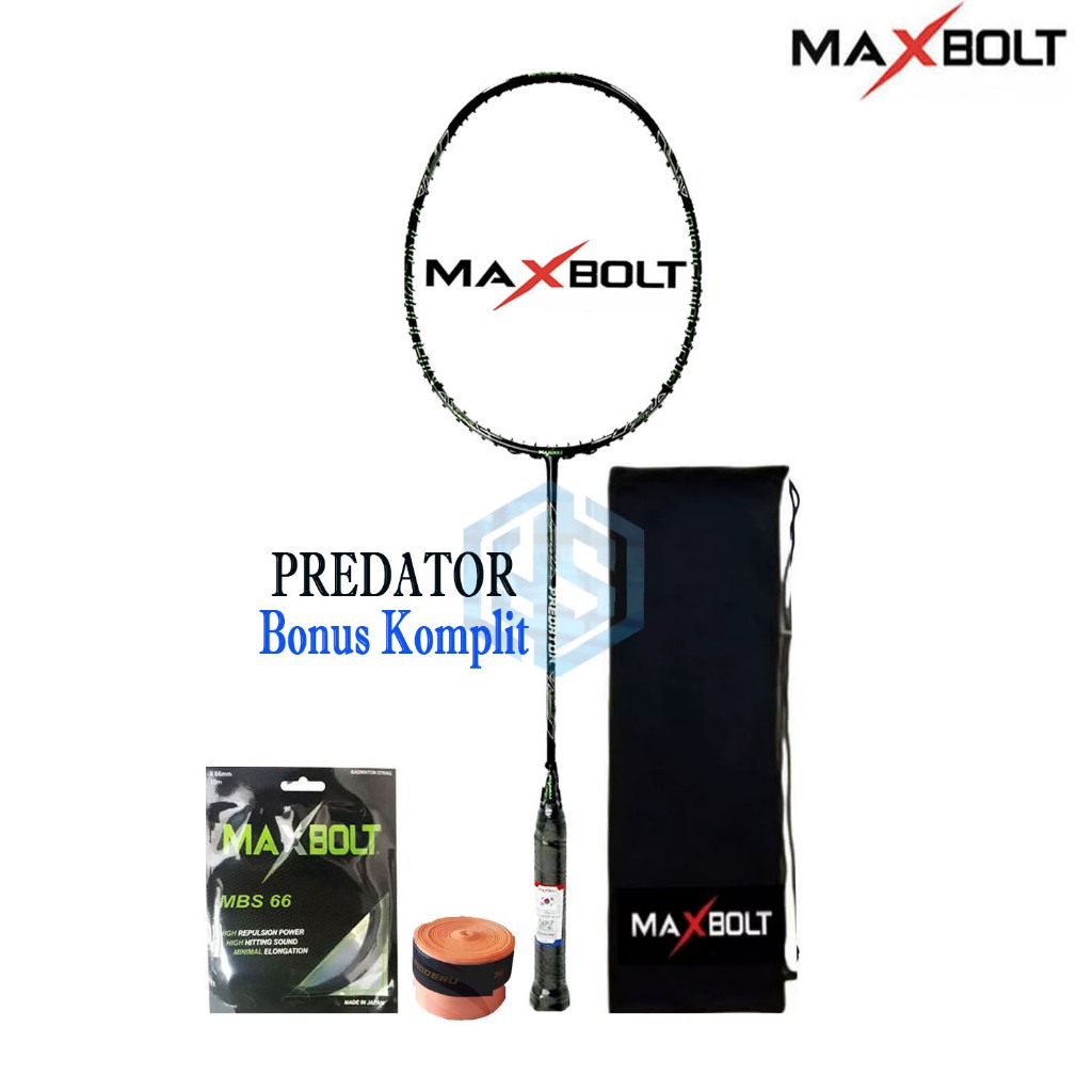 Raket Badminton Maxbolt Predator Bonus Komplit Maxbolt Predator