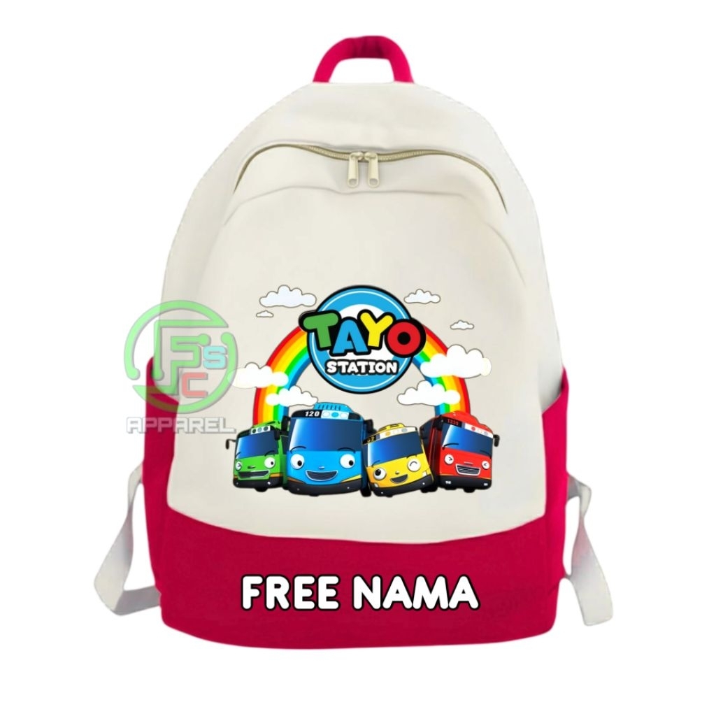 Tas Ransel Anak Sablon Motif Gambar Tayo Station Unisex Fashion Populer Anak Laki Laki Dan Perempuan