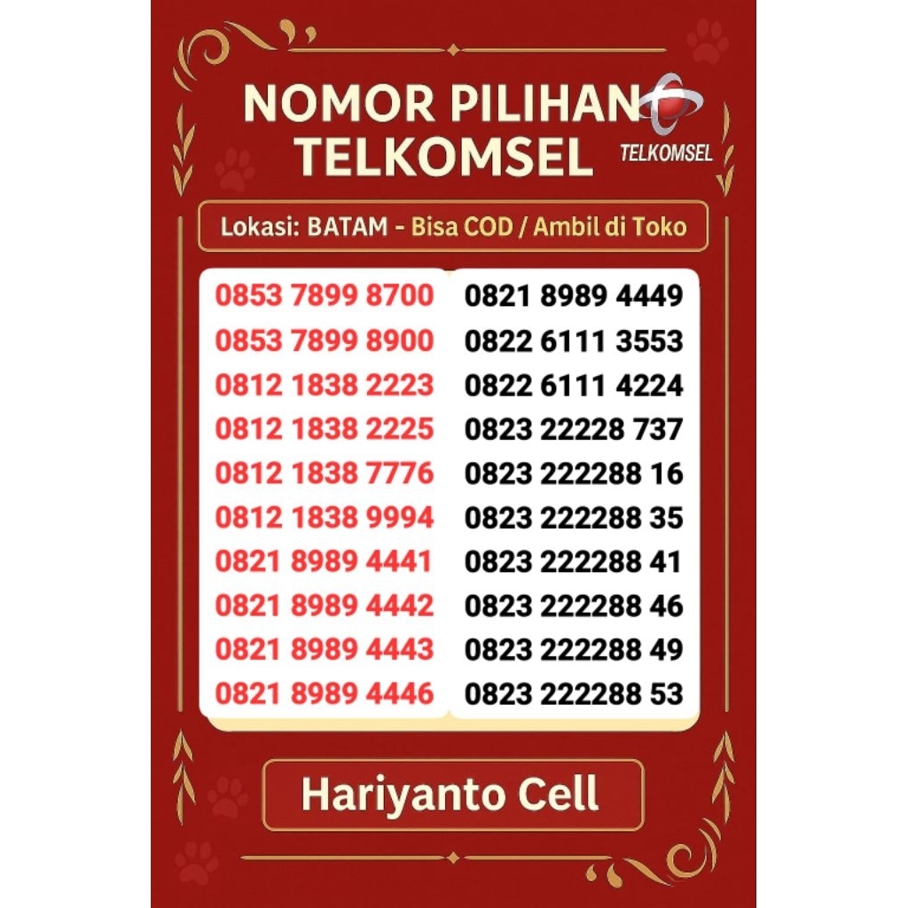 NOMOR CANTIK TELKOMSEL 10