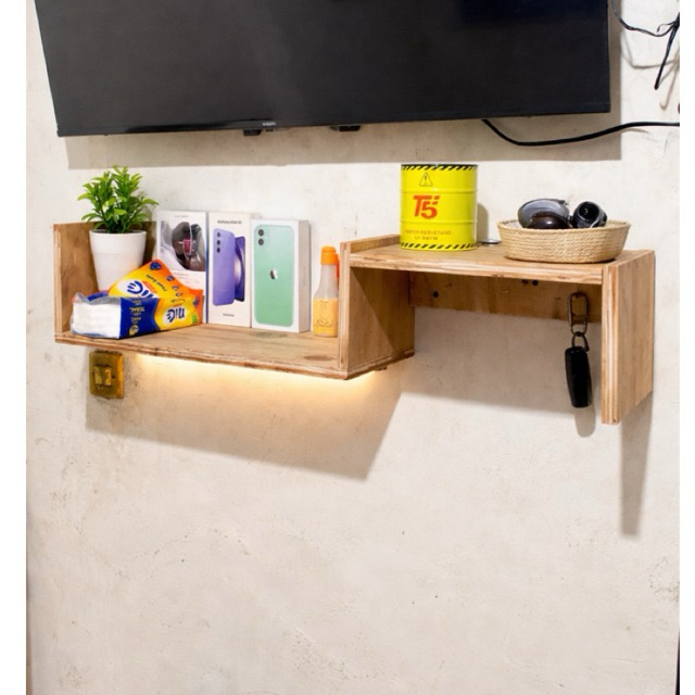 Rak Router Wifi / Rak Set Top Box TV / Rak Modem Dinding Kayu Minimalis