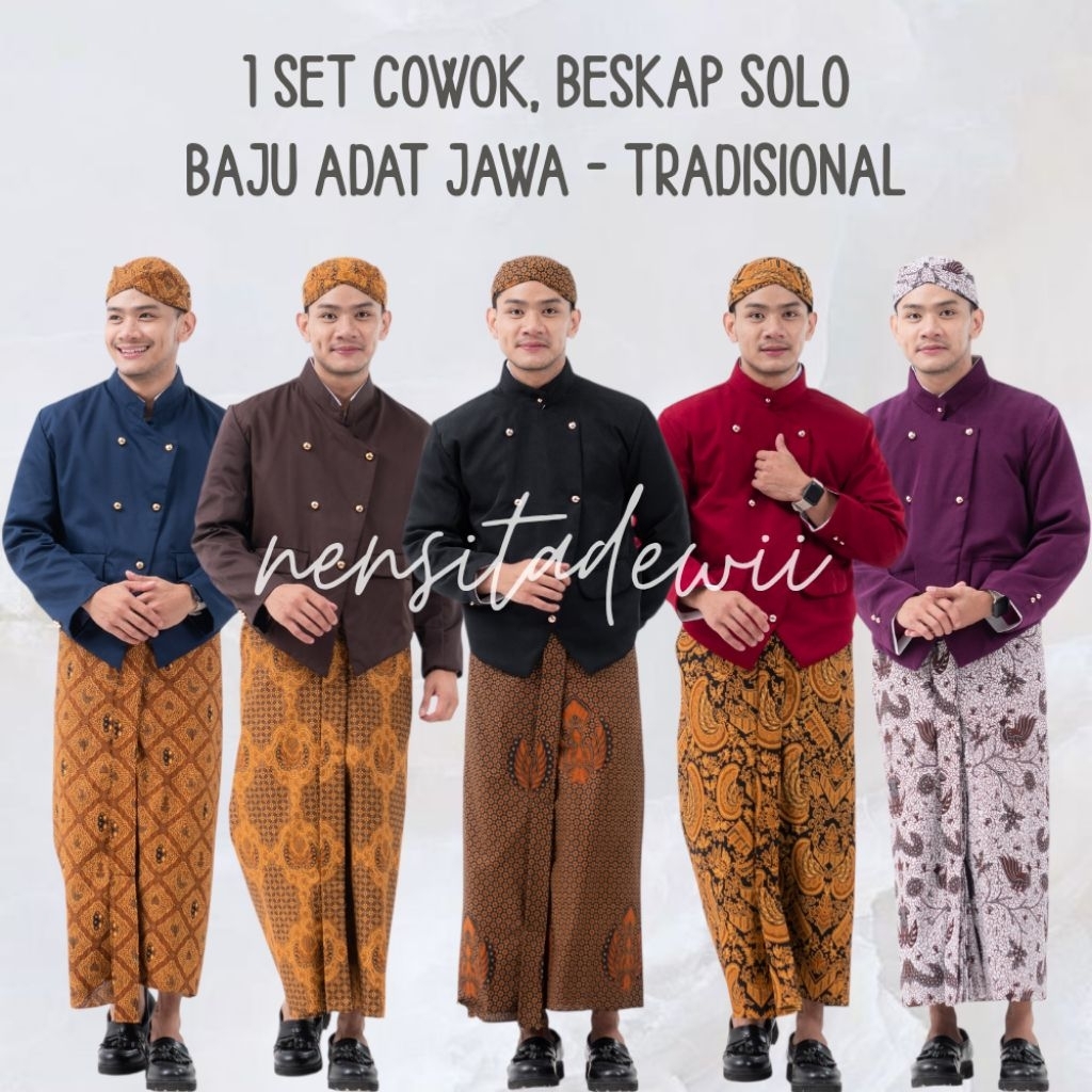 Set Cowok, Beskap Solo • Baju Adat Jawa Tradisional | Warna Lengkap