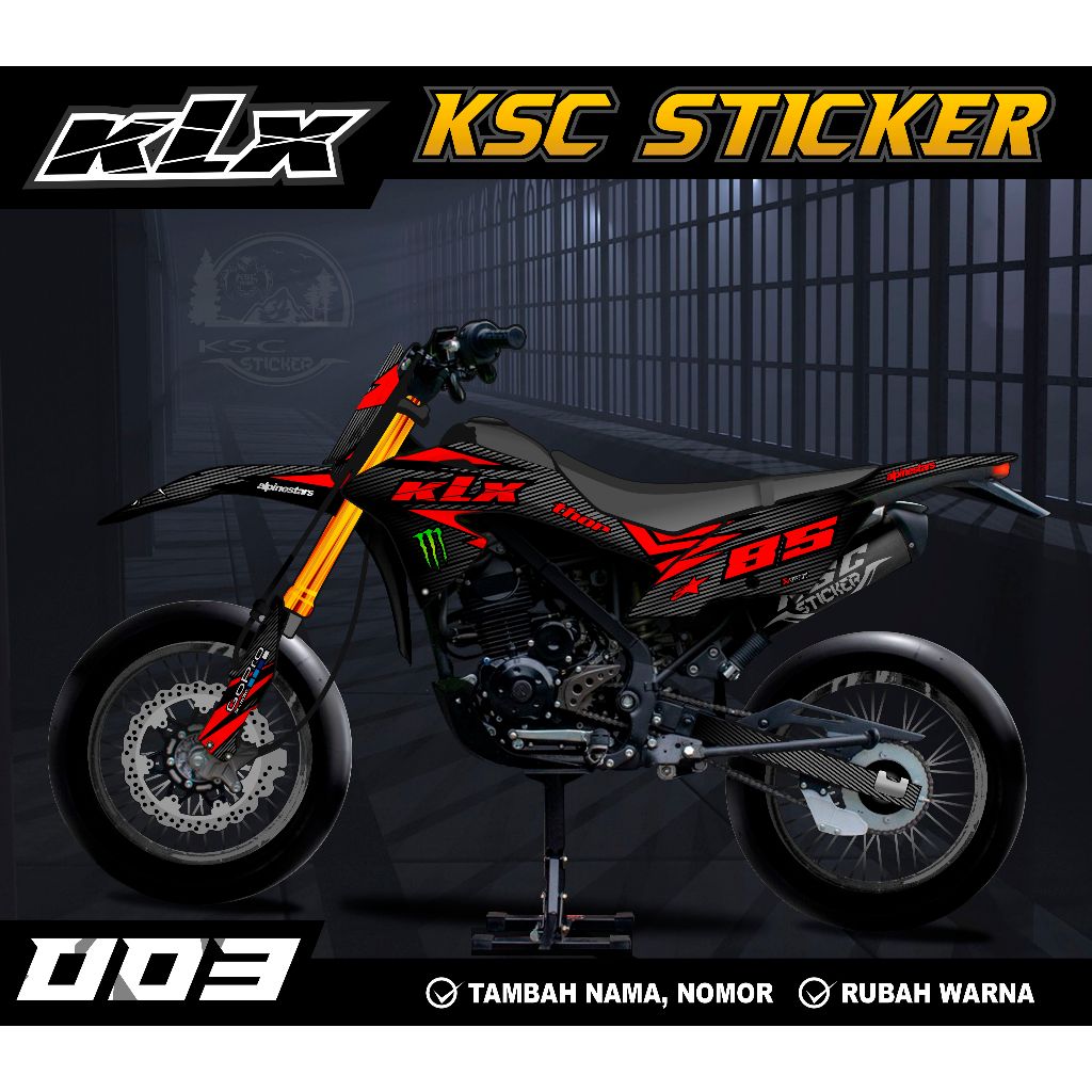 DECAL STIKER KLX STICKER KLX 150 BF GARFIS MERAH