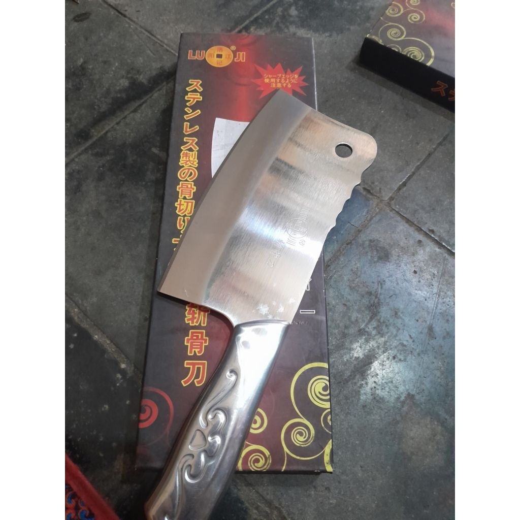 Pisau Daging Besar Stainless Steel LUJI - Pisau Dapur Pencincang Tulang & Daging Super Tajam