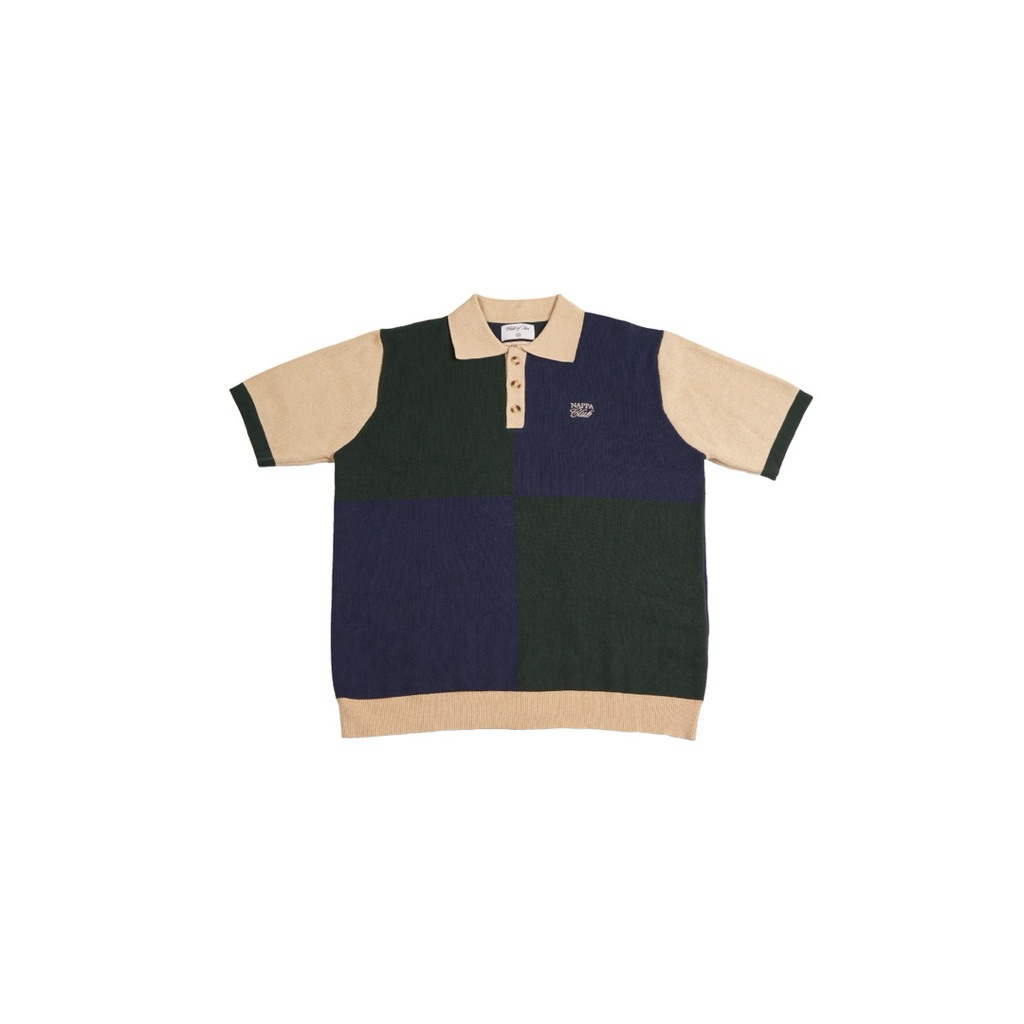 100% Original - Club of Five x Nappa Milano - Nappa Club Navy/Green Knitted Polo