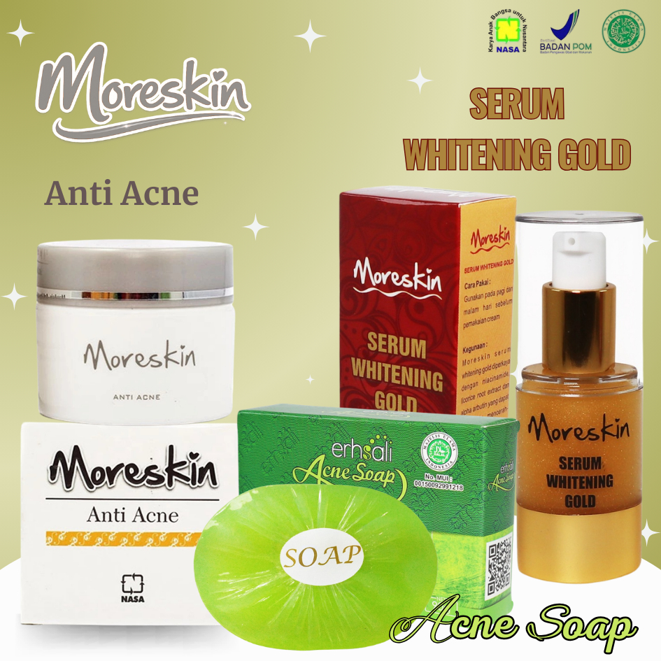 PAKET JERAWAT  MEMBANDEL - CREAM JERAWAT HERBAL AMAN TANPA EFEK SAMPING - MORESKIN ANTI ACNE - ERHSA