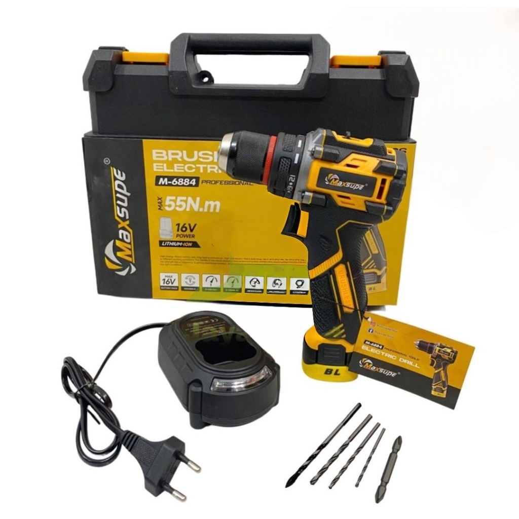 Mesin Bor tangan baterai cordless brushless 16v