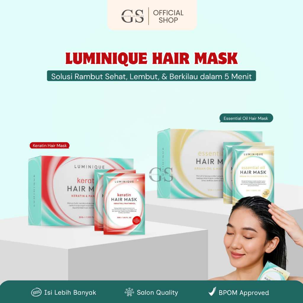 LUMINIQUE Hair Mask Keratin Essential Oil Masker Rambut Keratin Hairmask Treatment Rambut Rusak