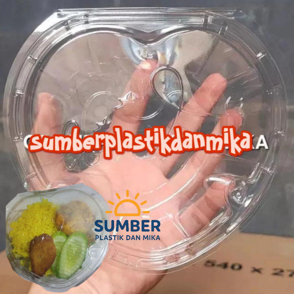 [ 50pcs ] Mika Box Bentuk Love/Hati 400ml - Mika Box Buah, Food Box, Fruit Box Nasi Kuning