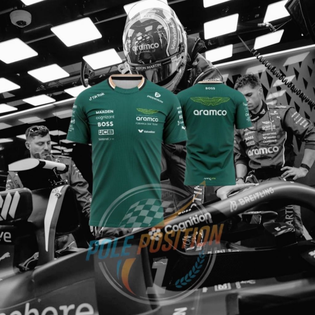 PROSES KILAT Jersey F1 Aston Martin 2025 Hijau Fullprint Lengan Pendek