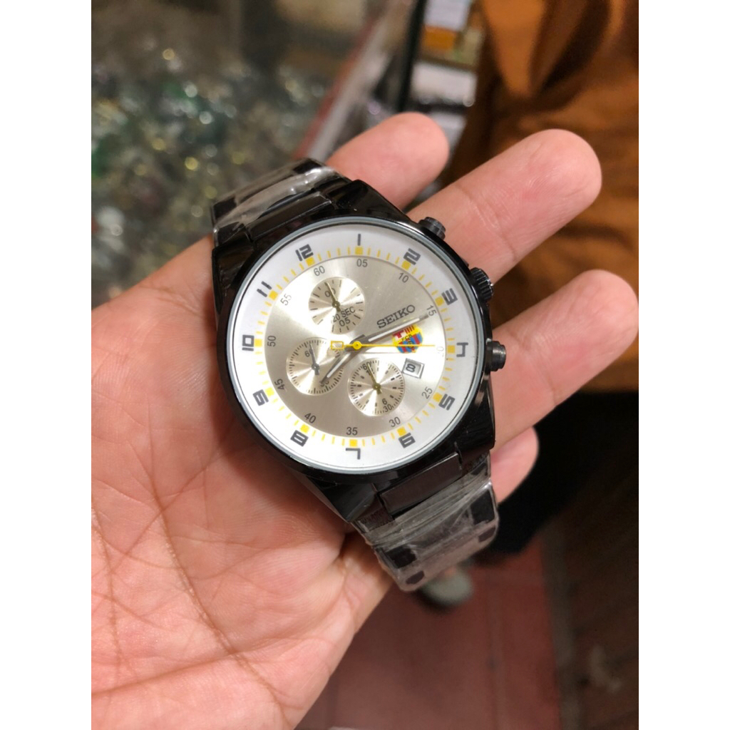seiko sport quartz anti karat chronograph fashionable watch bodi hitam