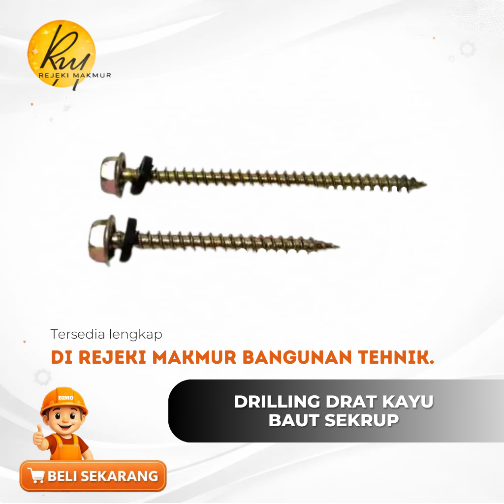 DRILLING DRAT KAYU 12X75 7.5 Baut Sekrup Skrup Self Drilling Roofing Kayu Hexagon