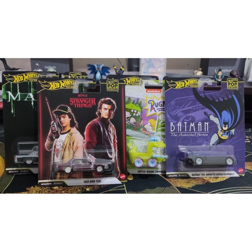 Hot Wheels Premium Pop Culture Set 1983 BMW 733i - Batmobile - Reptar Wagon - 64 Lincoln Continental