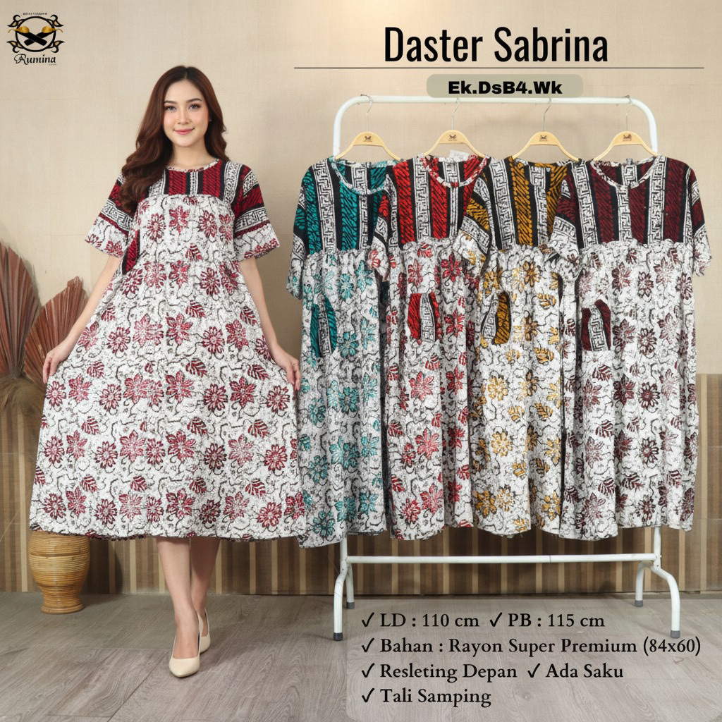 RM (LD 110 PB 115)BEST SELLER  READY STOK Daster SABRINA Terbaru Daster Premium Dengan Tali Serut Ba