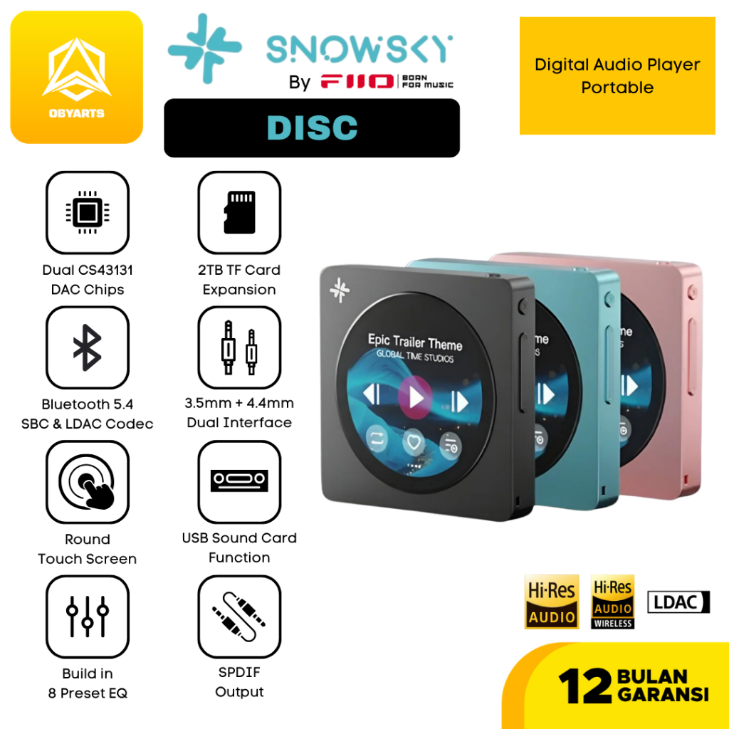 FiiO Snowsky DISC Portable Digital Music / Audio Payer DAP Touch Screen Hi Res Bluetooth