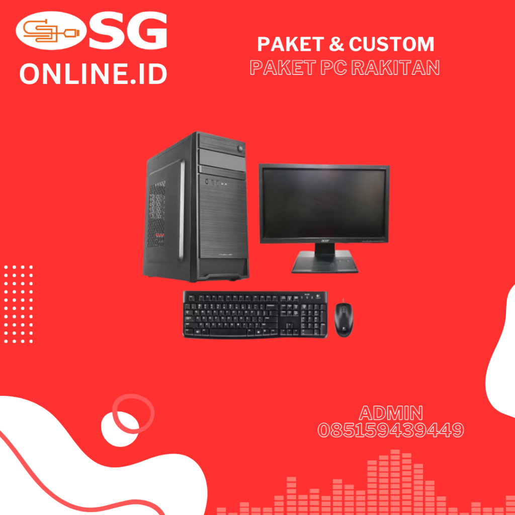 PC Rakitan Komputer Core i3 12100F SSD NVME 256GB Monitor 19 Inch