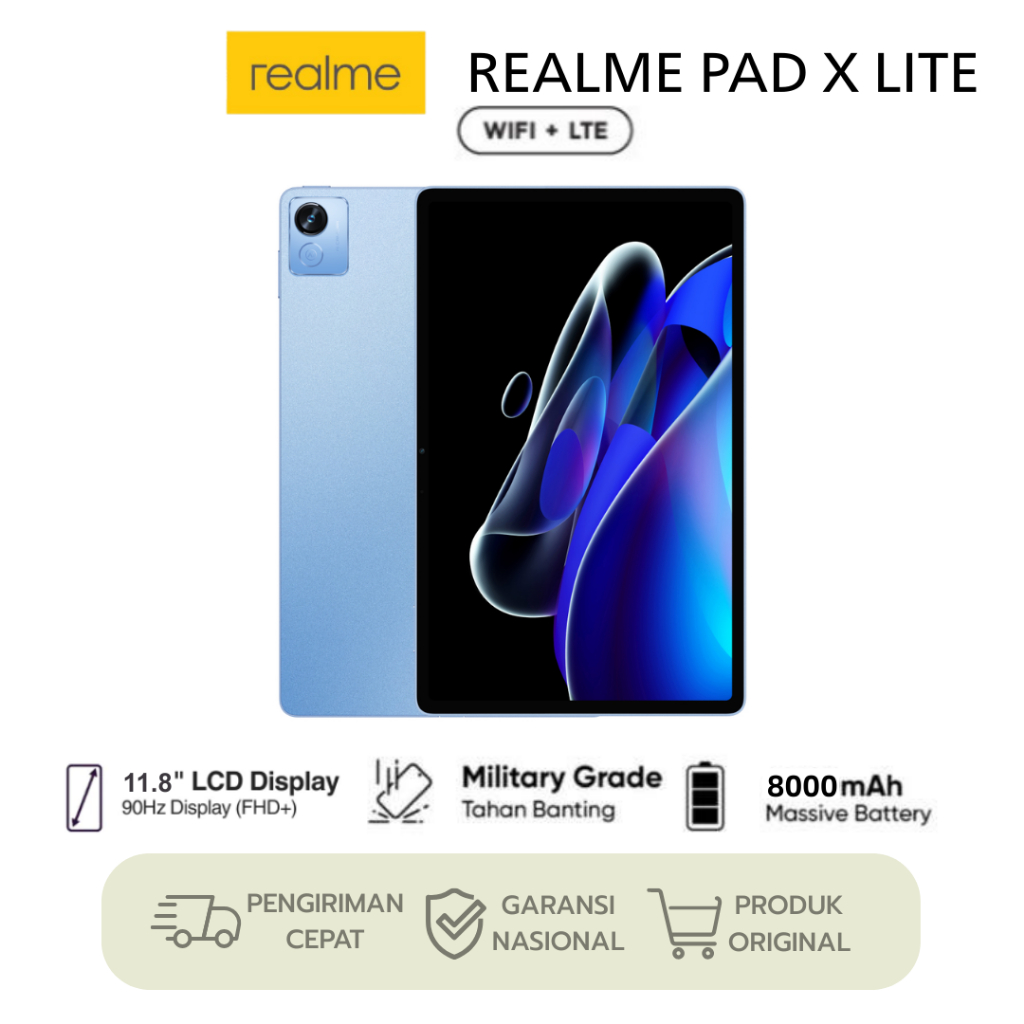Realme Pad X LITE Andriod Tablet Snapdragon 865 16GB + 512GB 10.1 Inch | Dual SIM WiFi 2.4/5G