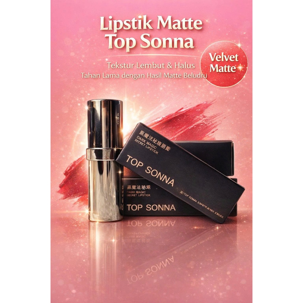 Lipstik Matte Lembut dan Halus, Tahan Lama, Lipstik Krim Matte Beludru, Top SONNA - Buatan China